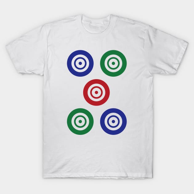 Five Circle Wheel Dot Wu Tong 筒 Tile. It's Mahjong Time! T-Shirt by Teeworthy Designs